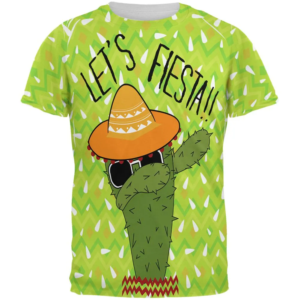 Cinco de Mayo Dabbing Cactus Let's Fiesta Party All Over Mens T Shirt sold by Old Glory