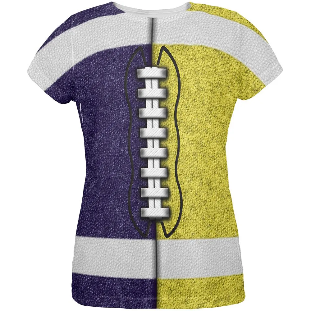 Fantasy Football Team Navy and Yellow All Over Womens T Shirt sold by Old Glory