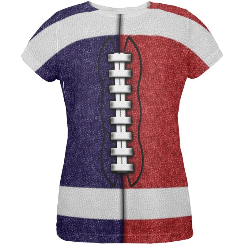 Fantasy Football Team Navy and Red All Over Womens T Shirt sold by Old Glory