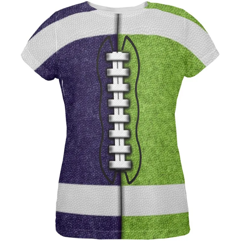 Fantasy Football Team Navy and Electric Green All Over Womens T Shirt sold by Old Glory