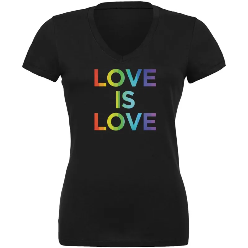 LGBT Gay Pride Love Is Love Juniors V-Neck T Shirt sold by Old Glory