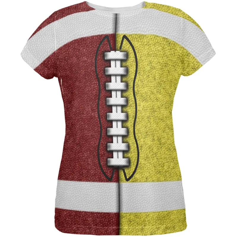 Fantasy Football Team Maroon and Yellow All Over Womens T Shirt sold by Old Glory