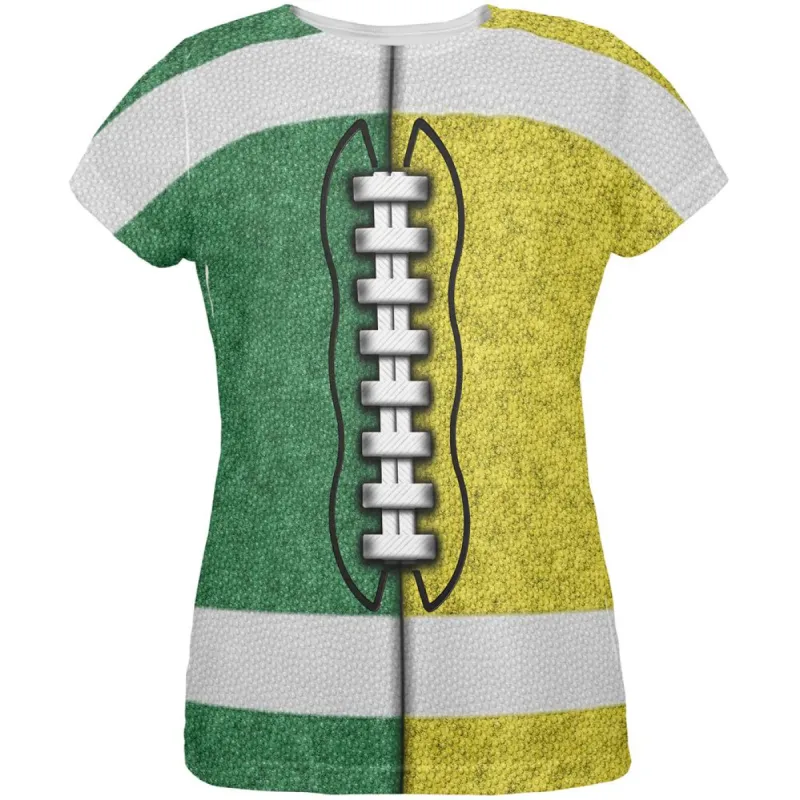 Fantasy Football Team Green and Yellow All Over Womens T Shirt sold by Old Glory