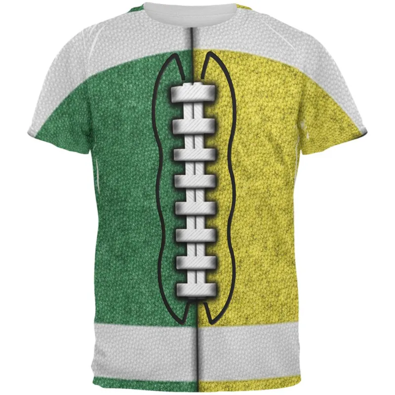 Fantasy Football Team Green and Yellow All Over Mens T Shirt sold by Old Glory