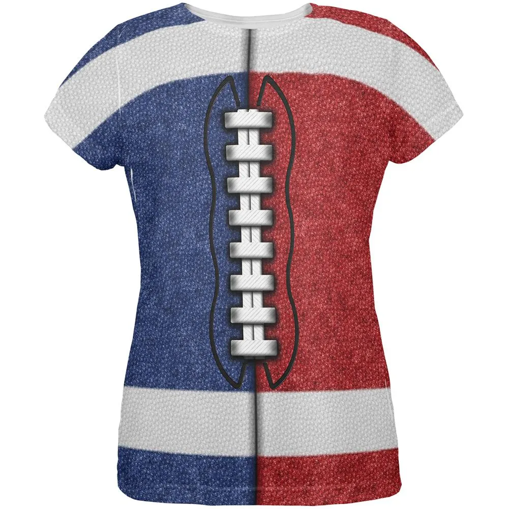 Fantasy Football Team Blue and Red All Over Womens T Shirt sold by Old Glory