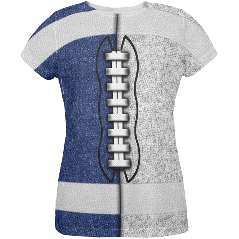 Fantasy Football Team Blue and White All Over Womens T Shirt sold by Old Glory