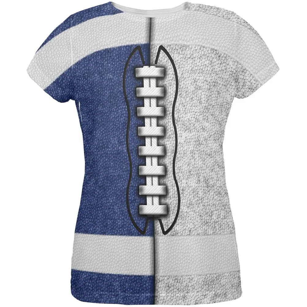Fantasy Football Team Blue and White All Over Womens T Shirt sold by Old Glory