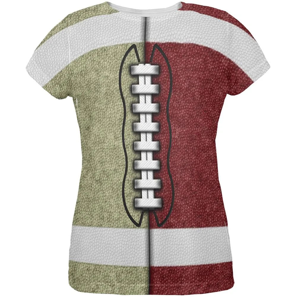 Fantasy Football Team Beige and Maroon All Over Womens T Shirt sold by Old Glory