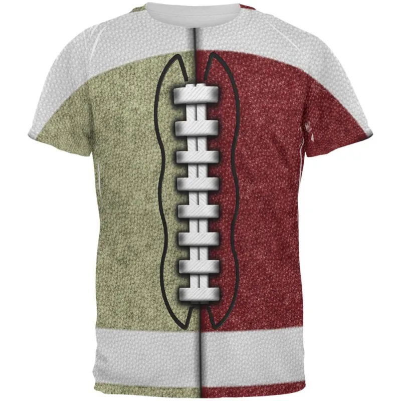 Fantasy Football Team Beige and Maroon All Over Mens T Shirt sold by Old Glory