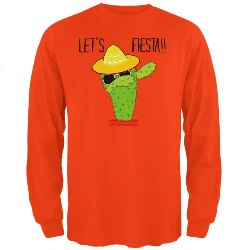 Cinco De Mayo Dabbing Cactus Let's Fiesta Party Mens Long Sleeve T Shirt sold by Old Glory