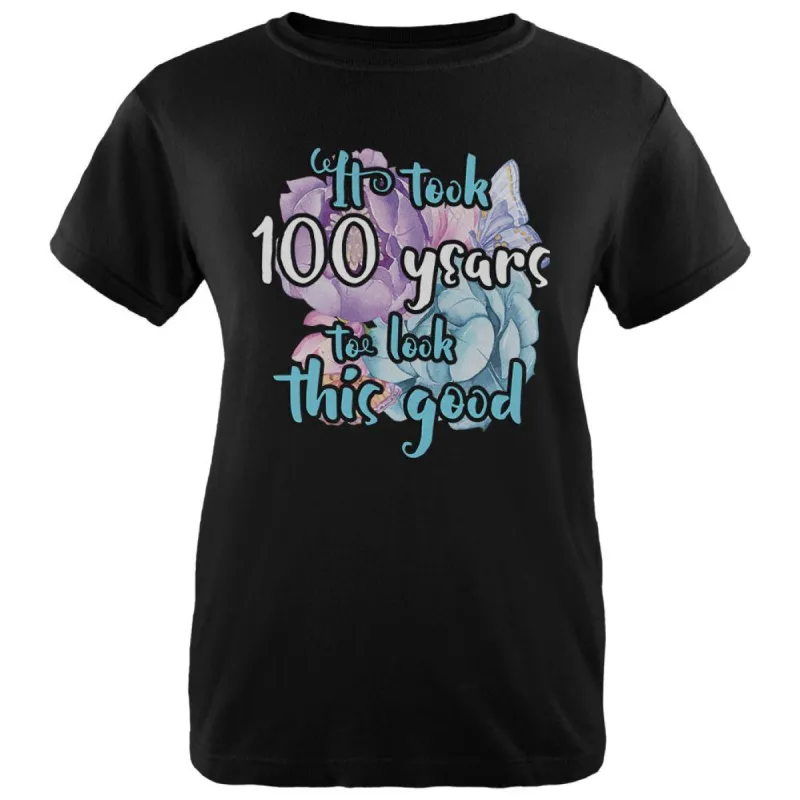 Milestone Birthday 100 Years To Look This Good Flowers Womens Organic T Shirt sold by Old Glory