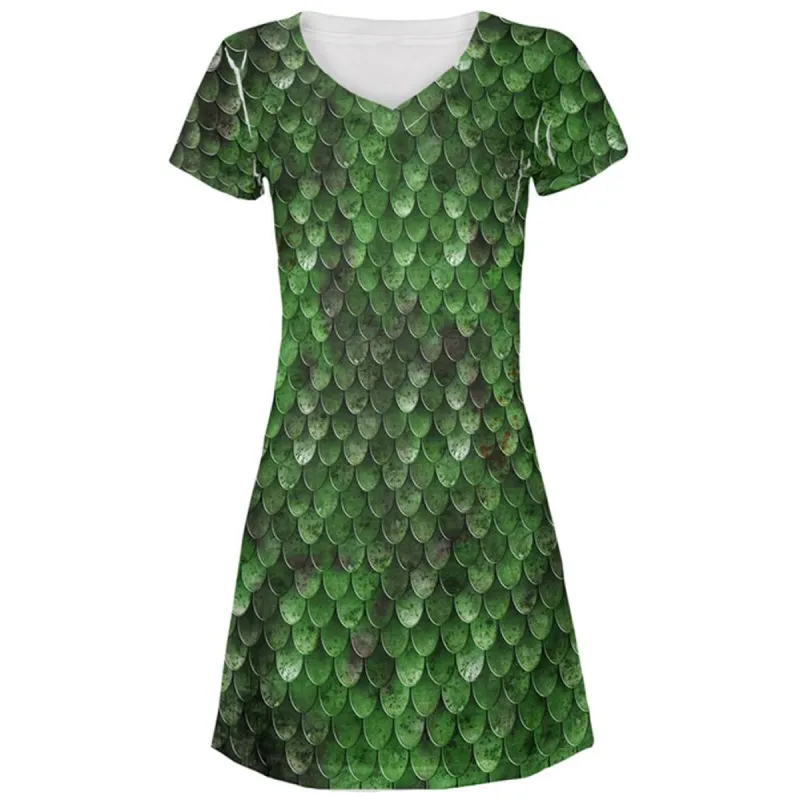 Halloween Wood Elf Scale Mail Armor Costume All Over Juniors Beach Cover-Up Dress sold by Old Glory