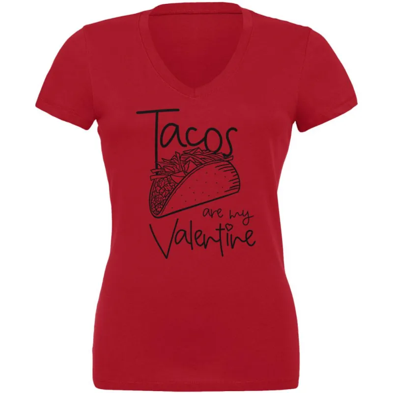 Valentine's Day Tacos are my Valentine Juniors V-Neck T Shirt sold by Old Glory