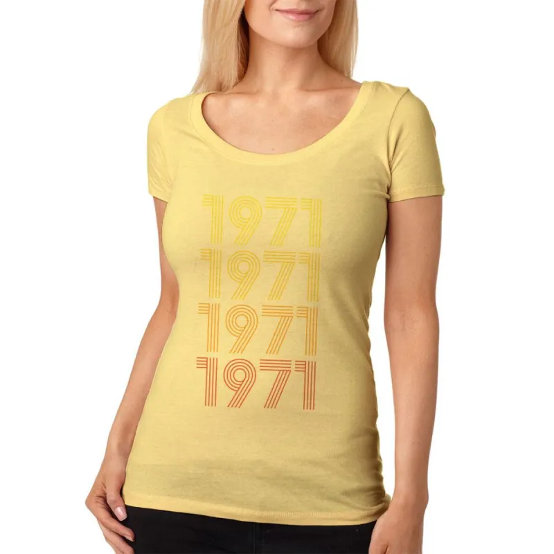 Retro Vintage Flashback Paralines Birthday 1971 Womens Soft Scoop T Shirt sold by Old Glory