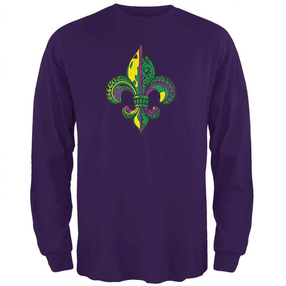 Mardi Gras Ornate Colorful Fleur-de-Lis Mens Long Sleeve T Shirt sold by Old Glory