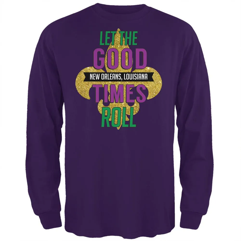 Mardi Gras Let the Good Times Roll Mens Long Sleeve T Shirt sold by Old Glory