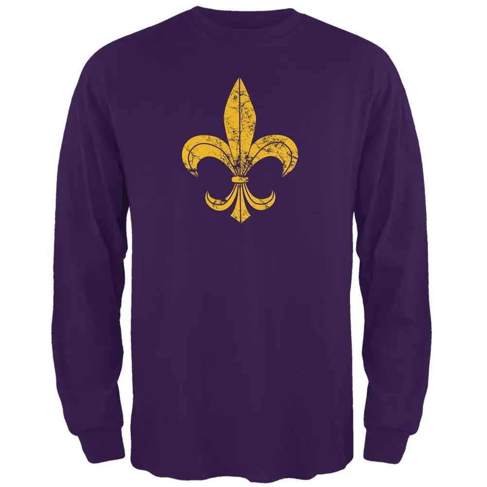 Mardi Gras Distressed Fleur-de-lis Mens Long Sleeve T Shirt sold by Old Glory