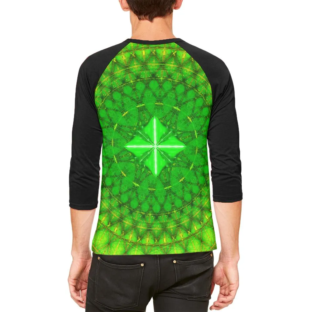 St Patrick's Day Shamrock Fractal Mandala Mens Raglan T Shirt sold by Old Glory product image thumbnail 2