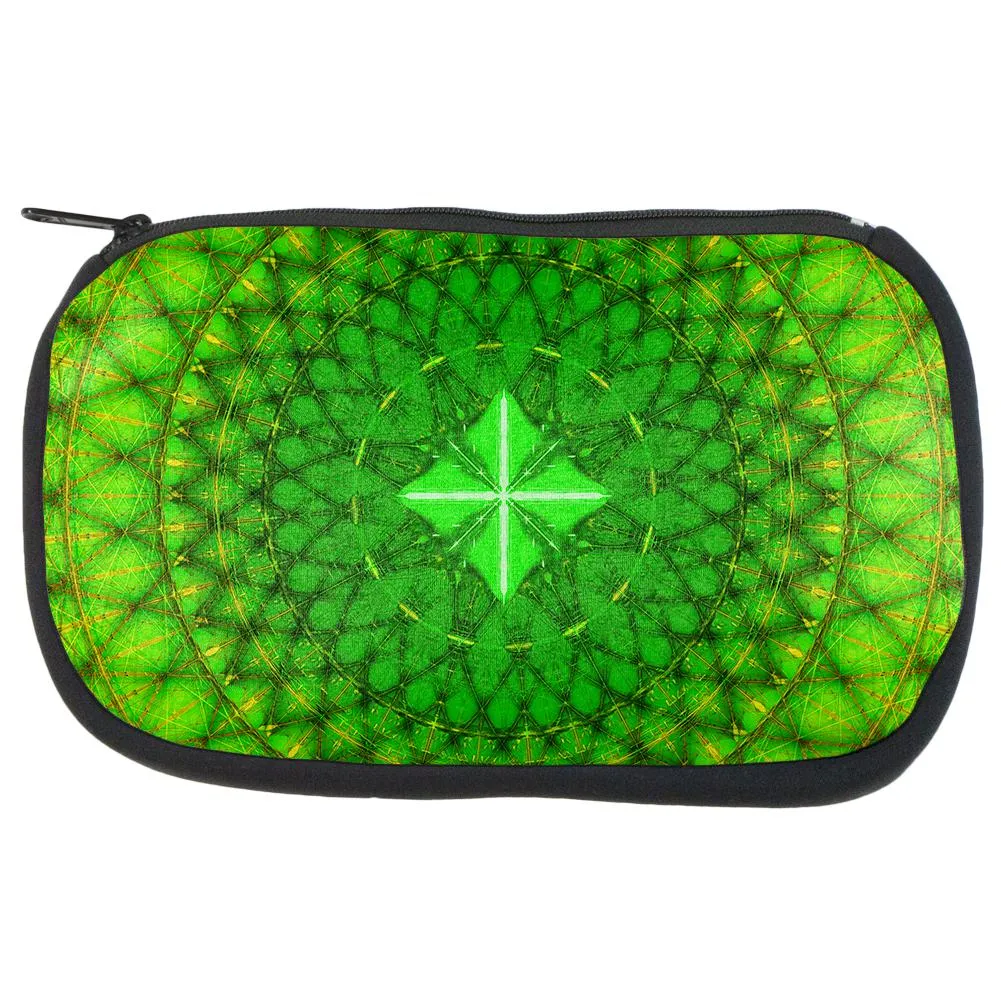 St Patrick's Day Shamrock Fractal Mandala Makeup Bag sold by Old Glory