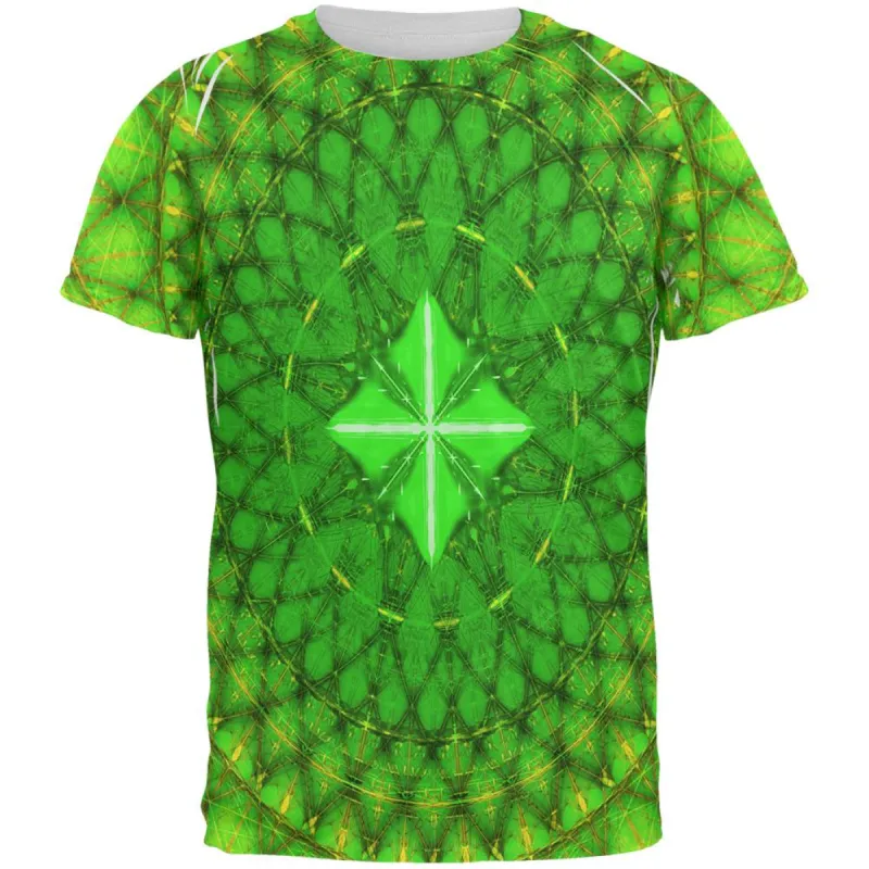 St Patrick's Day Shamrock Fractal Mandala All Over Mens T Shirt sold by Old Glory