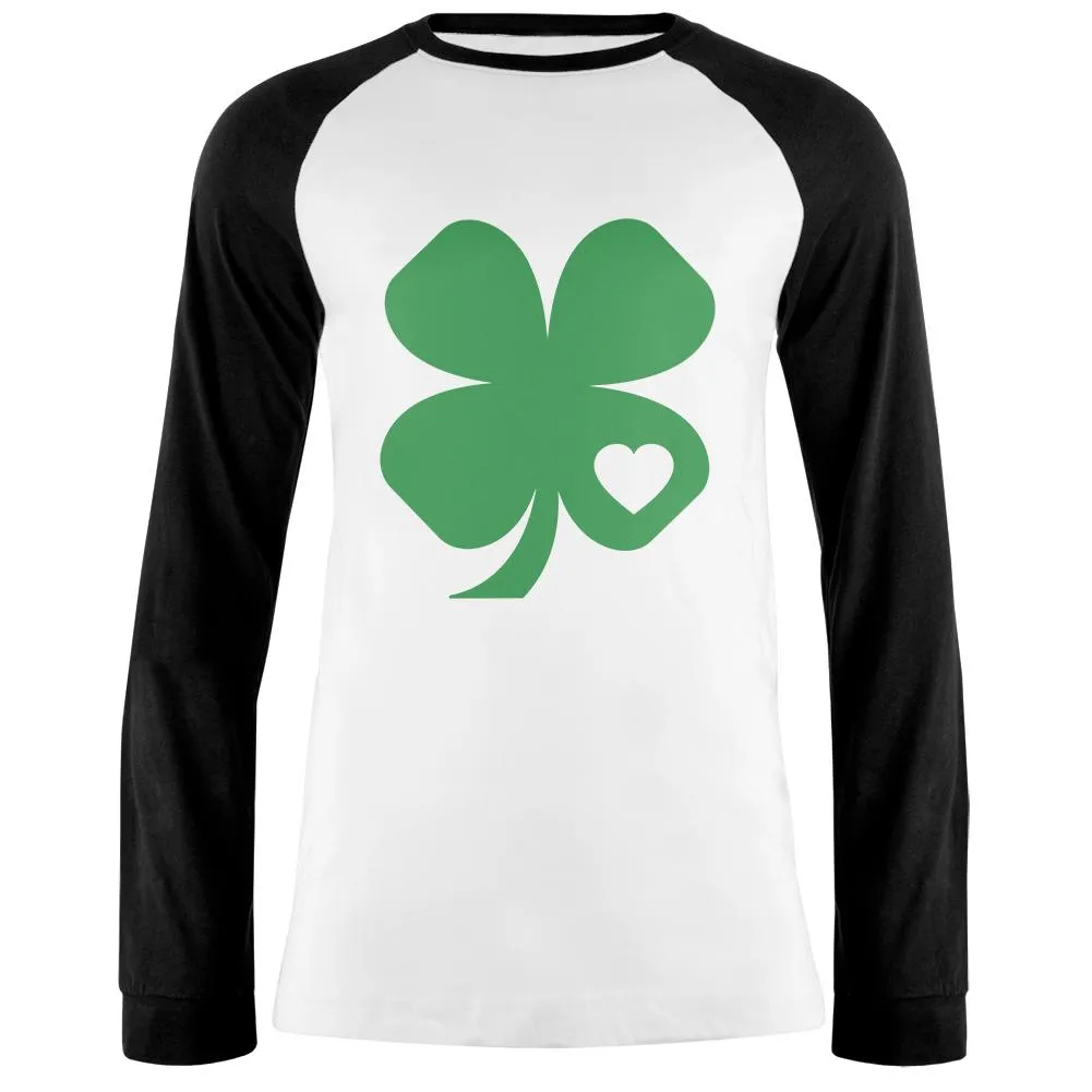 St. Patricks Day Shamrock Heart Mens Long Sleeve Raglan T Shirt sold by Old Glory