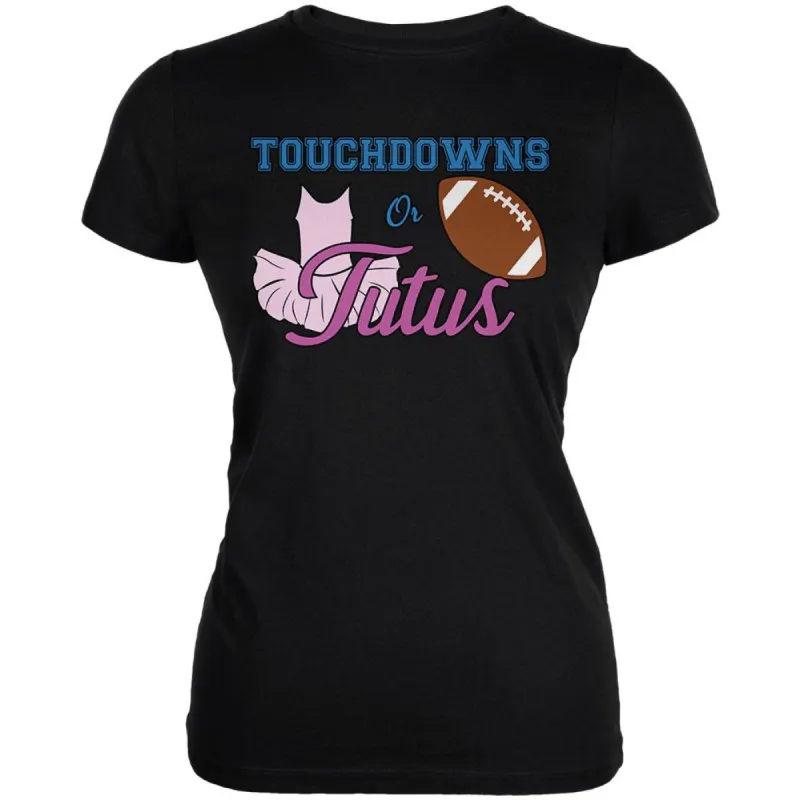Gender Reveal Touchdowns or Tutus Ballerina Football Juniors Soft T Shirt sold by Old Glory