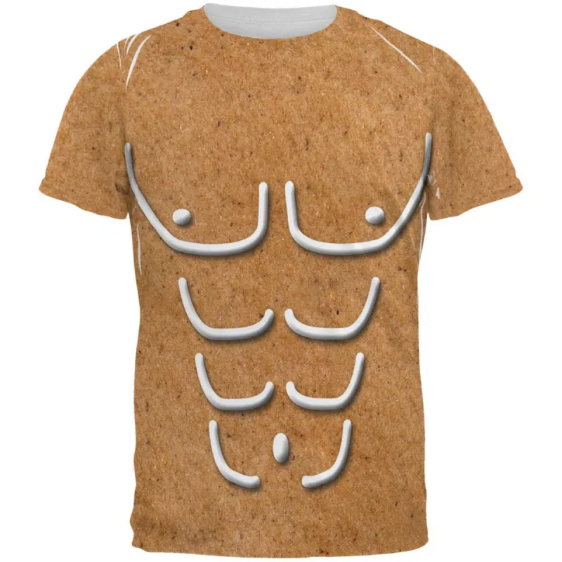 Naked Gingerbread Man Costume Pecs and Abs All Over Mens T Shirt sold by Old Glory