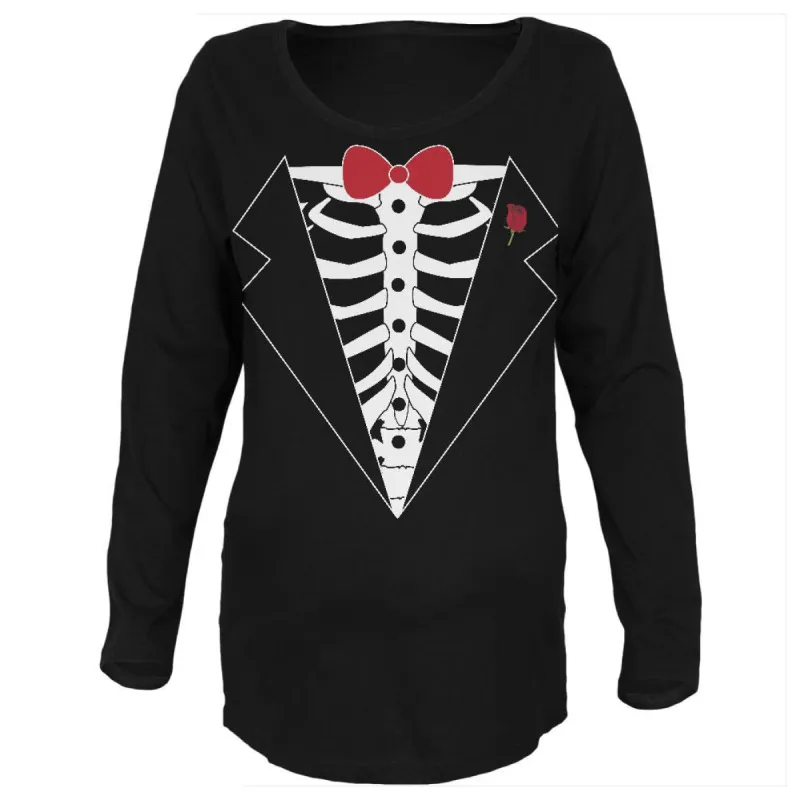 Tuxedo Skeleton Costume Black Maternity Soft Long Sleeve T-Shirt sold by Old Glory