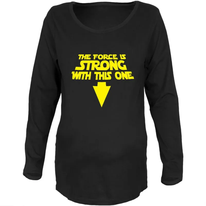 The Force Is Strong With This One Black Maternity Soft Long Sleeve T-Shirt sold by Old Glory