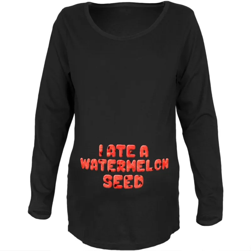 Watermelon Seed Black Maternity Soft Long Sleeve T-Shirt sold by Old Glory
