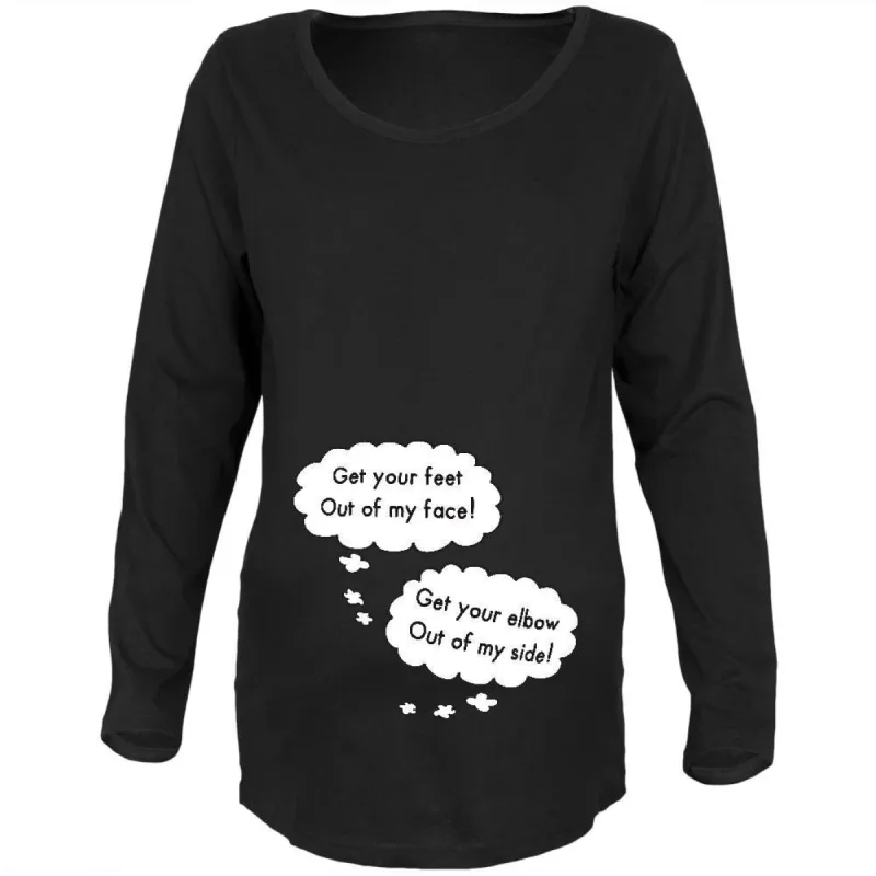 Speech Bubble Arguing Twins Black Maternity Soft Long Sleeve T-Shirt sold by Old Glory
