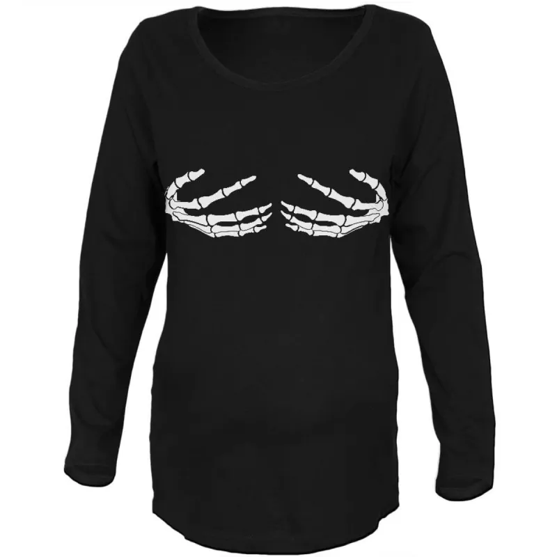 Skeleton Hands Boobs Costume Black Maternity Soft Long Sleeve T-Shirt sold by Old Glory