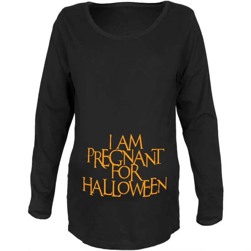 Pregnant for Halloween Black Maternity Soft Long Sleeve T-Shirt sold by Old Glory