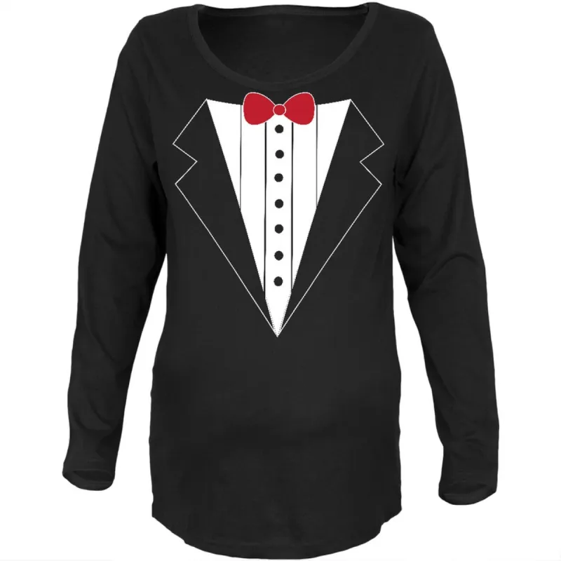 Halloween Tuxedo Costume Black Maternity Soft Long Sleeve T-Shirt sold by Old Glory