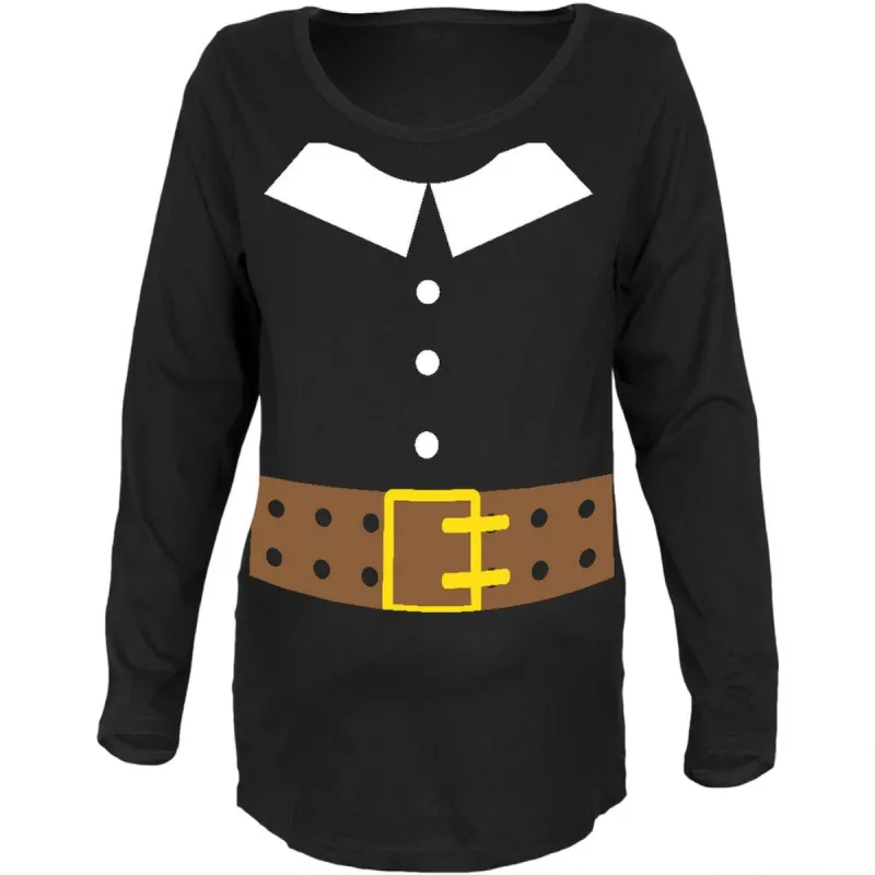 Halloween Pilgrim Costume Black Maternity Soft Long Sleeve T-Shirt sold by Old Glory