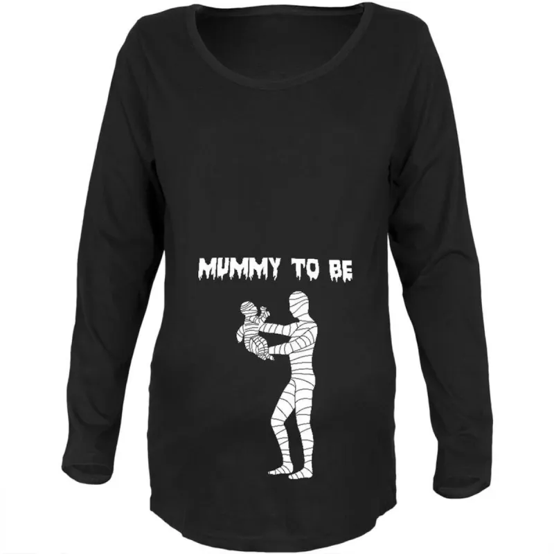 Halloween Mommy Mummy To Be Black Maternity Soft Long Sleeve T-Shirt sold by Old Glory