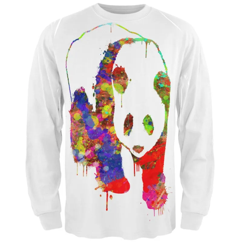 Splatter Panda All Over Adult Long Sleeve T-Shirt sold by Old Glory
