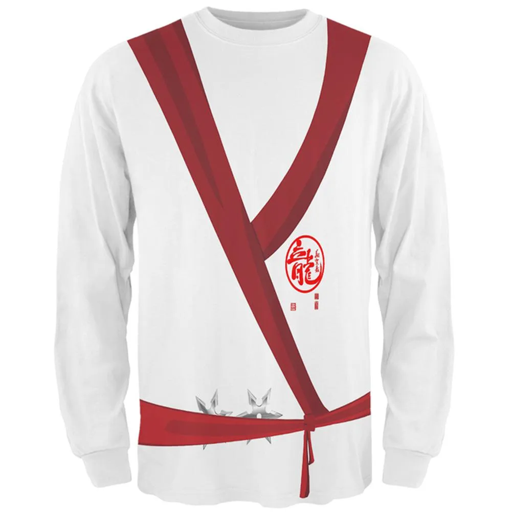 Halloween Costume White Shadow Ninja Costume All Over Mens Long Sleeve T Shirt sold by Old Glory