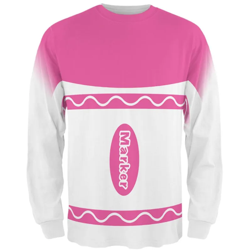 Halloween Marker Costume Pink All Over Mens Long Sleeve T Shirt sold by Old Glory
