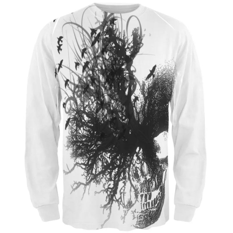 Halloween Dead Thoughts Skull All Over Adult Long Sleeve T-Shirt sold by Old Glory