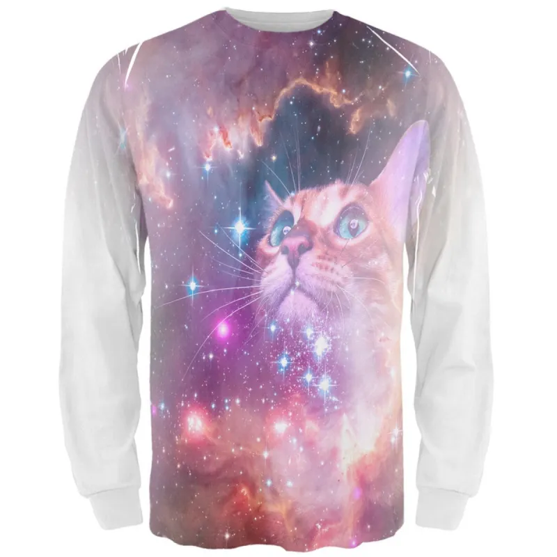 Galaxy Cat All Over Adult Long Sleeve T-Shirt sold by Old Glory