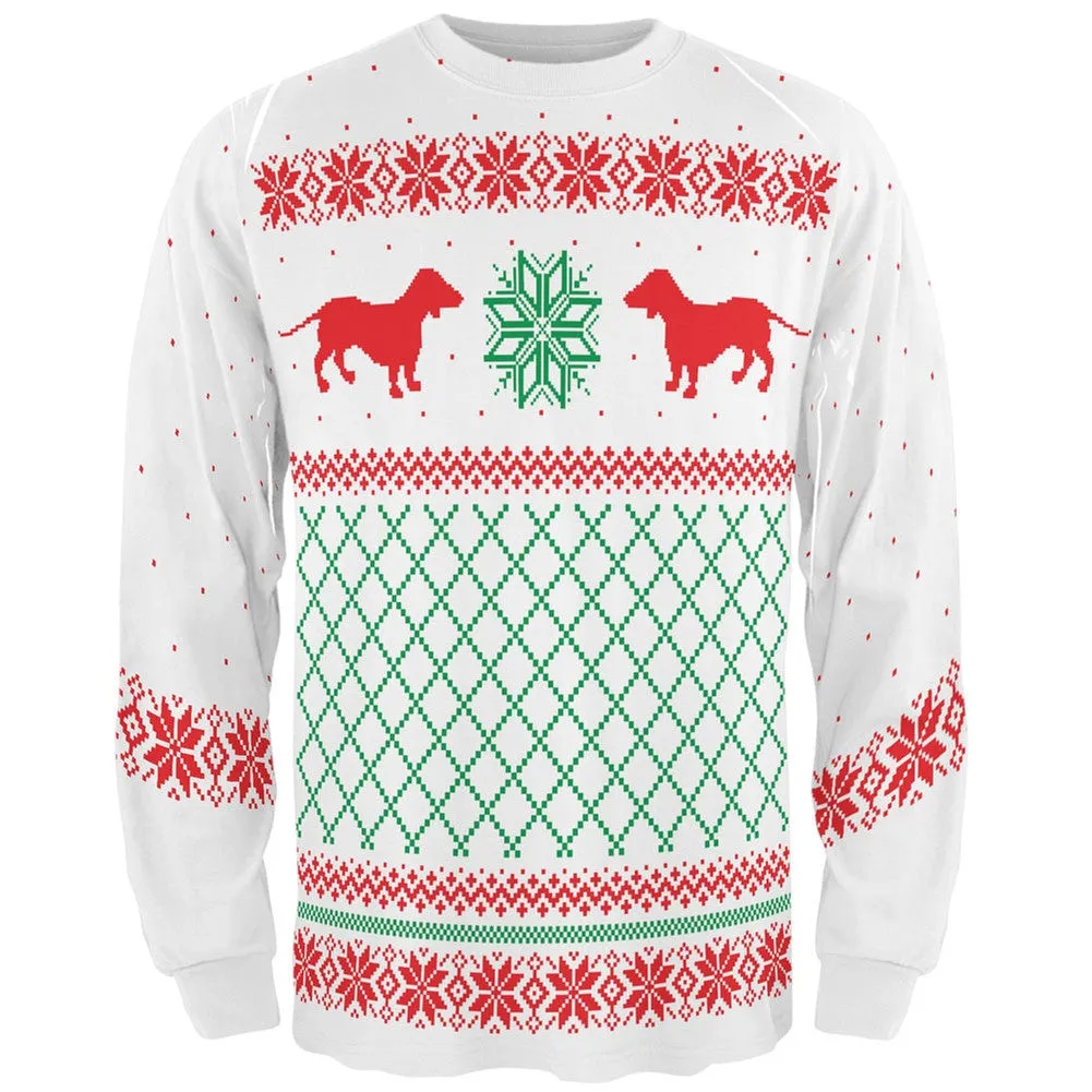 Dachshund Ugly Christmas Sweater All Over Adult Long Sleeve T-Shirt sold by Old Glory