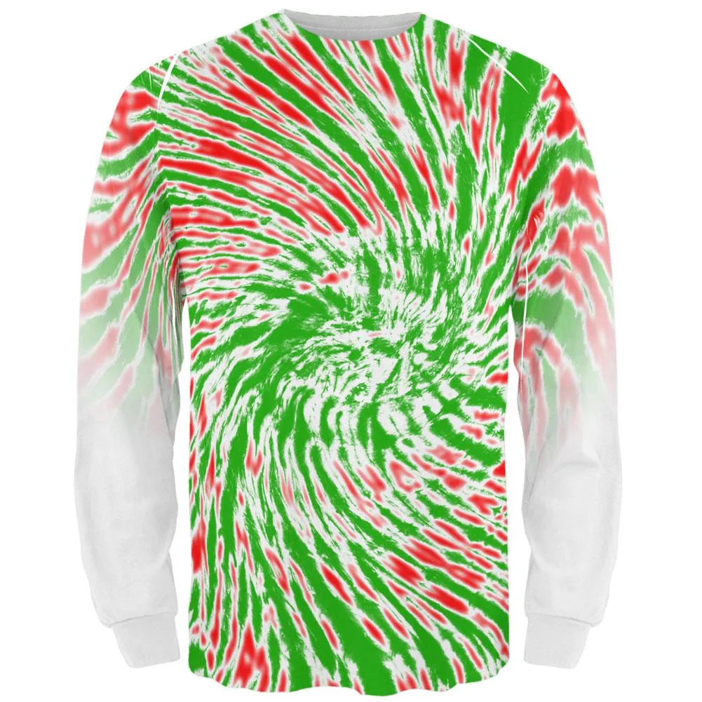 Christmas Tie Dye Red Green All Over Adult Long Sleeve T-Shirt sold by Old Glory