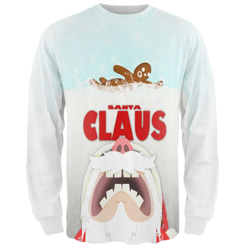 Christmas Santa Jaws Claus Horror All Over Adult Long Sleeve T-Shirt sold by Old Glory