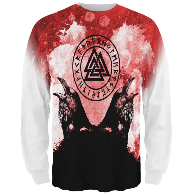 Berserker Vikings Blood Odin's Raven All Over Mens Long Sleeve T Shirt sold by Old Glory
