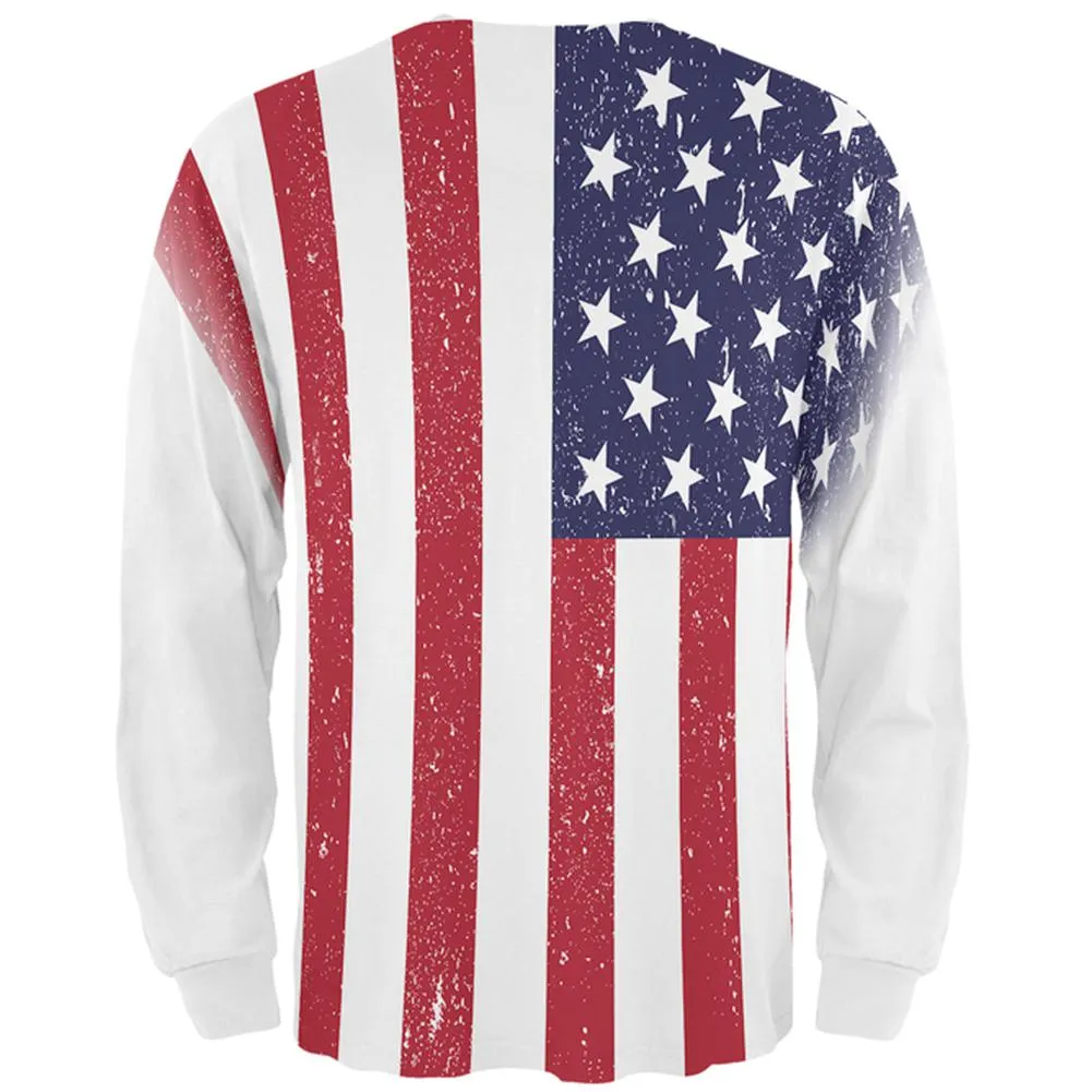 4th of July American Flag Distressed All Over Mens Long Sleeve T Shirt sold by Old Glory product image thumbnail 2