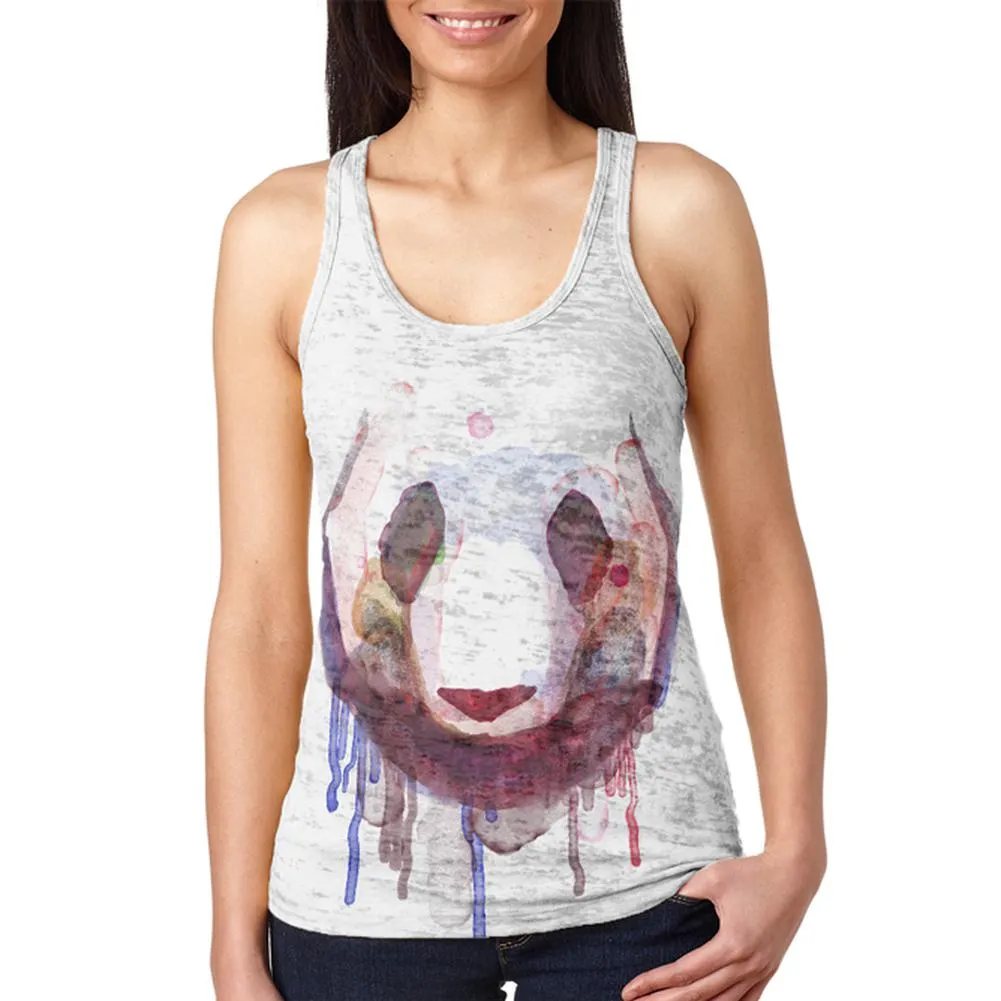 Watercolor Dripping Paint Panda Juniors Burnout Racerback Tank Top sold by Old Glory