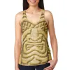 Tiki God Gold Face Luau Juniors Burnout Racerback Tank Top sold by Old Glory