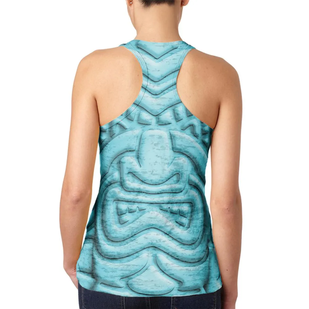Tiki God Blue Face Luau Juniors Burnout Racerback Tank Top sold by Old Glory product image thumbnail 2
