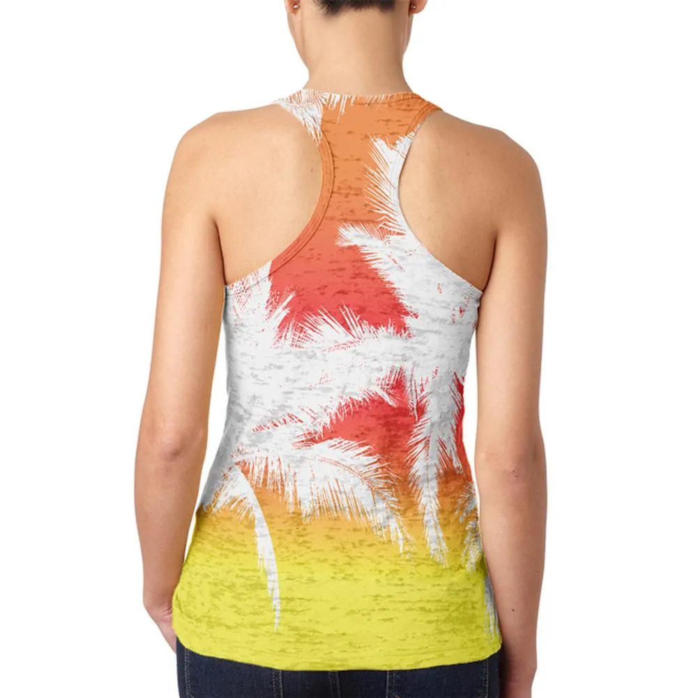 Summer Sunset Palm Tree Ombre Juniors Burnout Racerback Tank Top sold by Old Glory product image thumbnail 2